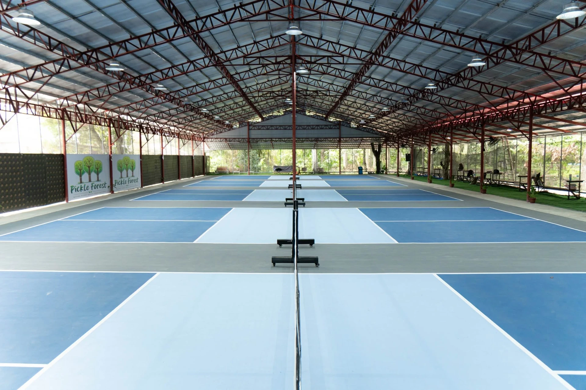 Covered pickleball courts at Pickle Forest